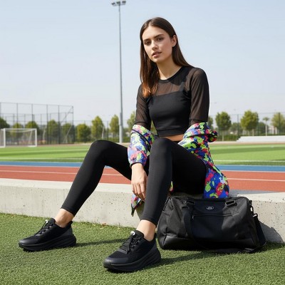 Женские кроссовки CUSHIONAIRE XPLOR Womens Walking Sneakers, Chunky Lightweight Platform Tennis Shoes Womens with Arch Support and Memory Foam, Black 7.5 — фото 4