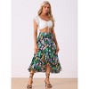 INSPIRE CHIC Women's Tropical Floral Print Ruffle Self-Tie Knot Split Beach Wrap Midi Skirt - 2 of 4