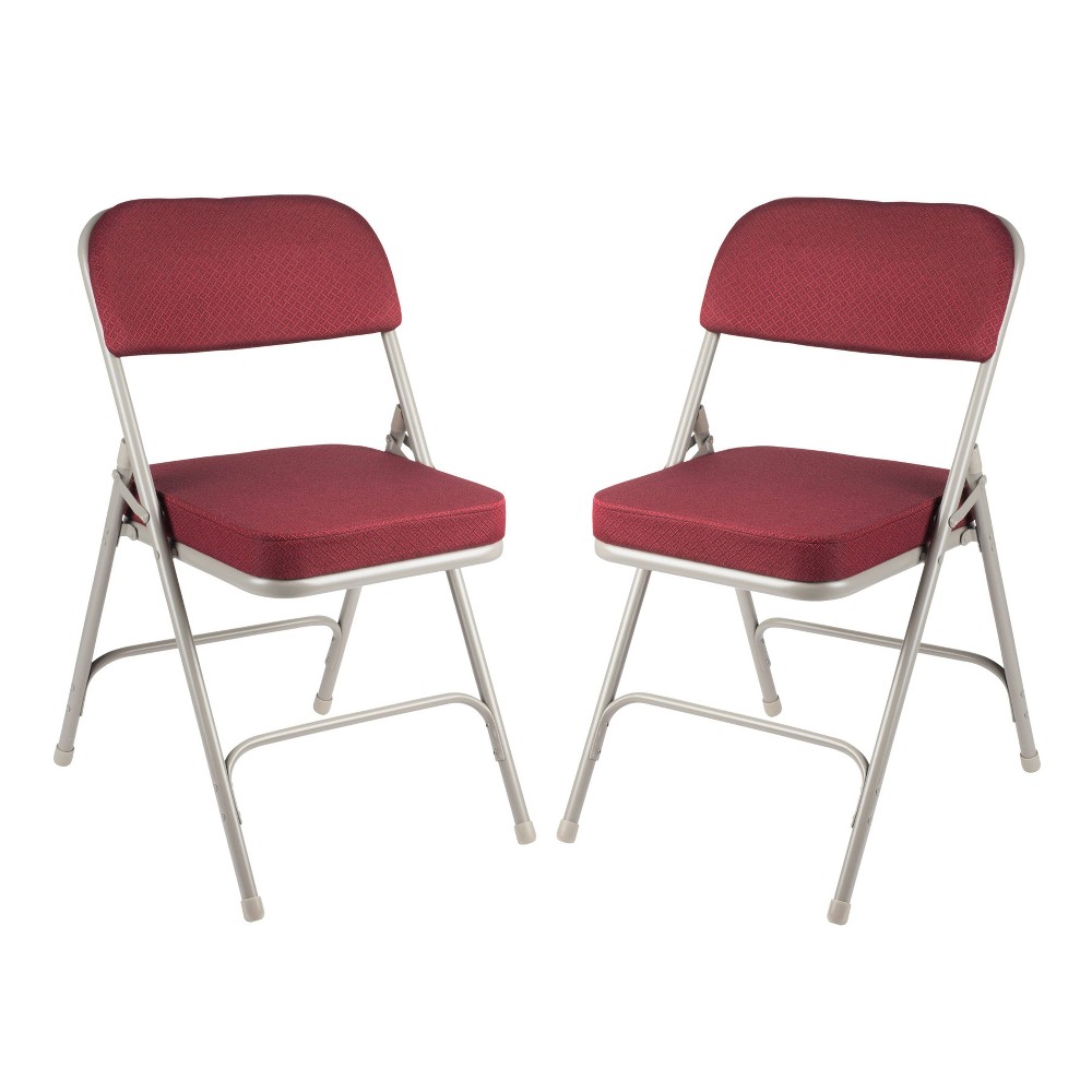 Photos - Computer Chair Set of 2 Premium Padded Folding Chairs Burgundy - Hampden Furnishings