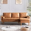 XIZZI Mid-Century Modern Chaise Lounge Sofa - Plush Suede Upholstery, Space-Saving 83" L-Shaped Sectional for Living Room, Light/Deep Brown - 2 of 4
