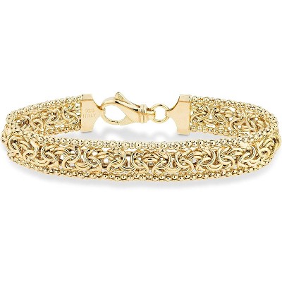 925 Sterling Silver & Gold Plated Byzantine Beaded Mesh Link Bracelet for Women