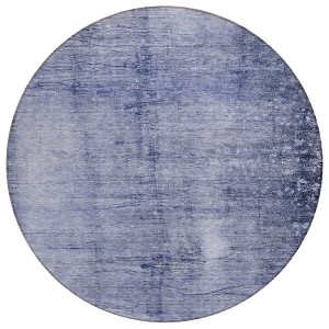 Navy Blue And Sky Blue Abstract Washable Indoor Outdoor Area Rug - 1 of 4
