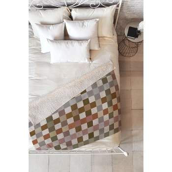 Ninola Design Multicolored Checker Natural 60" x 50" Fleece Throw Blanket - Deny Designs