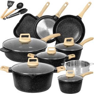 Romswi Kitchen Cookware Set, 23 Piece Non Stick Pots and Pans Set, Induction Cookware with Utensil and Pan Protectors, Multi Color - 1 of 4