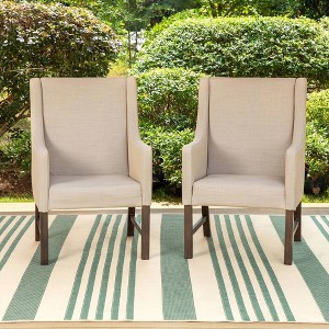 2pk Outdoor Dining Chairs with Metal Frame & Armrests - Captiva Designs: Stainless Steel, Polyester Cushions - 1 of 4