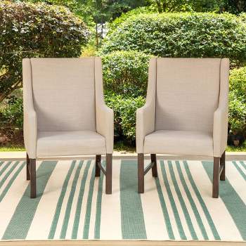 2pk Outdoor Dining Chairs with Metal Frame & Armrests - Captiva Designs