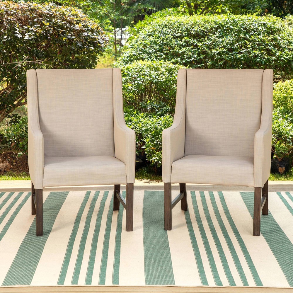 Photos - Garden Furniture 2pk Outdoor Dining Chairs with Metal Frame & Armrests - Captiva Designs