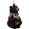 Kurt Adler Noble Gems Glass Ornament for Christmas Tree, Black Bear with Gift - 2 of 4