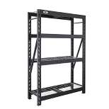 CAT 72 Inch x 48 Inch Industrial Heavy Duty 4 Tier Adjustable Steel Shelving Unit with Hammer Granite Finish, and 2000 Pound Weight Limit, Black
