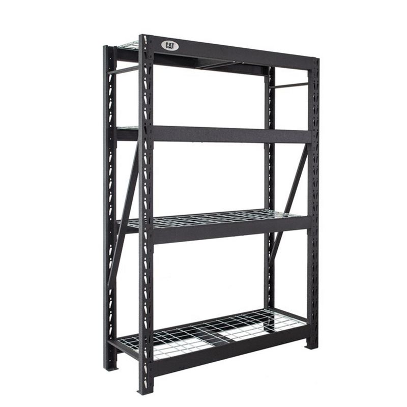 CAT 72 Inch x 48 Inch Industrial Heavy Duty 4 Tier Adjustable Steel Shelving Unit with Hammer Granite Finish, and 2000 Pound Weight Limit, Black, 1 of 6