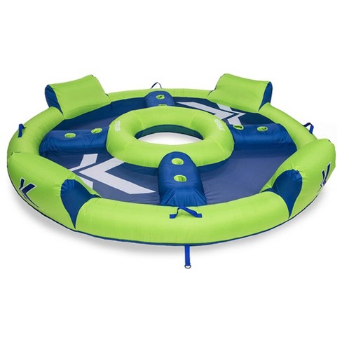 Swimways Kelsyus Big Transportable Stable Circular Inflatable Nauti Elite Tube 4 Person Pool Lounge Floating Raft Blue Green Mesh Target