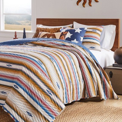 King Sapphire Blue Reversible Microfiber Quilt Set