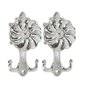 Unique Bargains Curtain Holdbacks Windmill Design Hooks Zinc Alloy 5.51"x2.56" 1Pair - 1 of 4