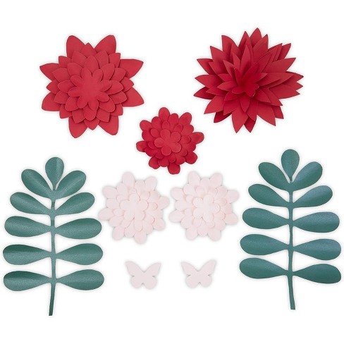 10 Piece Red 3d Paper Flower Decoration For Wedding Party Backdrop Baby Shower Bridal Shower Wall Decor 5 9 Target
