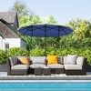 Outsunny 9.7' Double-sided Patio Umbrella with LED Solar Light, Tilt and Crank, Outdoor Umbrella, Navy Blue - 2 of 4