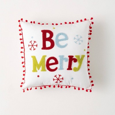 14"H Sullivans Be Merry Holiday Christmas Throw Pillow Multicolor Indoor Christmas Decor