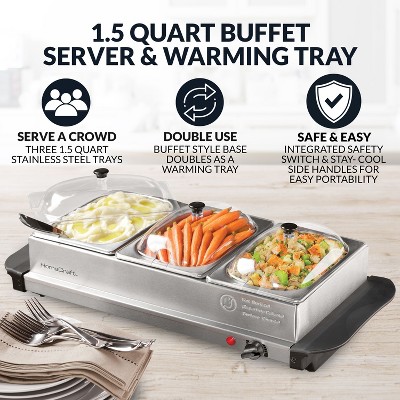Elegant 3-Station Stainless Steel Buffet Server & Warming Tray