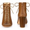 Perphy Women's Peep Toe Lace Up Chunky Heel Ankle Boots - 2 of 4