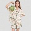 Anna-Kaci Lounge Women's Floral Print Pajama Set with Piping Trim and Button Front Short Sleeve Top - 3 of 4