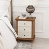 JIONJOY Farmhouse 3-Drawer Dresser - Hand-Carved Leaves Design, Fully Assembled Vintage Storage for Bedroom/Living Room, White & Brown - 2 of 4