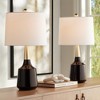 360 Lighting Cutlass Modern Table Lamps 24" High Set of 2 Black Ceramic White Fabric Drum Shade for Bedroom Living Room Bedside Nightstand Office Home - 2 of 4