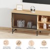 Modern TV Stands, Wooden Entertainment Center with Metal Mesh Sliding Door & 3 Open Storage Compartments, TV Console Table for Bedroom, Living Room - 4 of 4