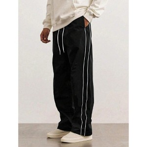 TIME HOLLOW Casual Striped Straight Leg Jogger Pants - Versatile Trousers For Fall - 1 of 3