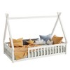 Tent-shaped Twin/Full Floor Bed Frame with Guardrails - ModernLuxe - 3 of 4