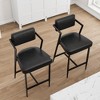 Garvee Bar Stools Set of 2, Tall Bar Chairs with Thick Cushion & Thickened Metal Legs, Upholstered Counter Height Bar Stools w/ Backrest and Footrest - 3 of 4