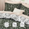 Bedsure | 2/3 Pcs Floral Printed Reversible Sage Green Comforter Set Queen Size Soft Designed Plants Pattern Bedding Set - 3 of 4