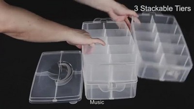 Pink Stackable Plastic Kids Organizer with Lidded Box