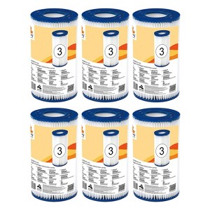 JLeisure Avenli 290589 4.17 x 8" Filter Cartridge Replacement Part for Jilong and Intex Filter 530, 800, and 1,000 Gallon Swimming Pools (6 Pack) - 1 of 4