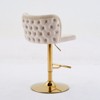 CLIHOME Set of 2 Swivel Barstools Adjusatble Seat Height With Gold-plating Base, Classic Velvet Upholstered Bar Stools - 3 of 4