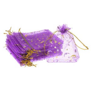 Unique Bargains Moon Star Printed Drawstring Mini Gift Candy Christmas Organza Bags 50 Pcs - 1 of 4