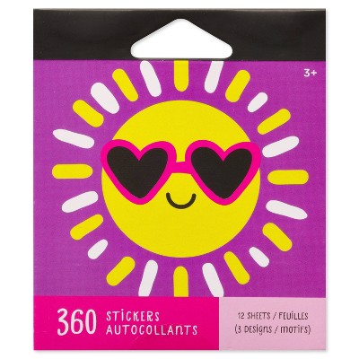 360ct Summer Themed Mini Sticker Pad: Carlton Cards Nature & Food Stickers for Teachers & Girls, 12 Sheets