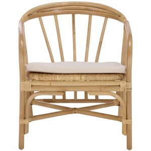 Billie Rattan Dining Chair - SEA8041 - Natural/Cream - Safavieh - 1 of 4