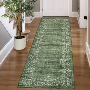 Washable Non-Slip Rugs for Living Room Border Floral Large Area Rugs - 1 of 4