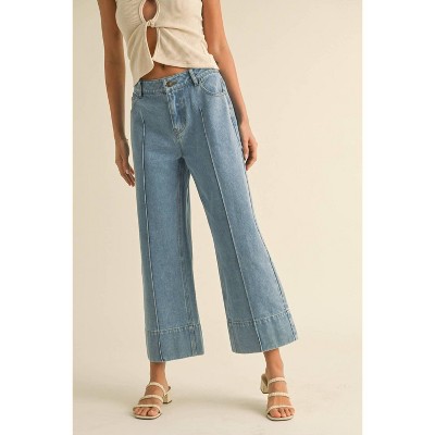 Women's Wide Hem Denim Pants - MIOU MUSE