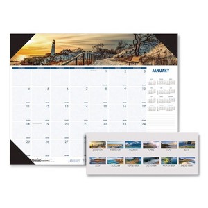 House of Doolittle Earthscapes Recycled Monthly Desk Pad Calendar Coastlines Photos 12-Month January 2026 to December 2026 Black Binding - 1 of 4