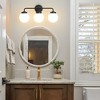 POWLIG 22.44-in 3-Light Matte Black Bathroom Light Fixtures Over Mirror Vanity Lighting with Milk White Glass Globe Shades - 2 of 4