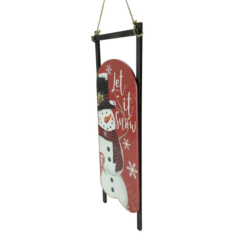 Northlight 21.75" LED Lighted 'Let it Snow' Snowman Sled Christmas Wall Sign, 4 of 5