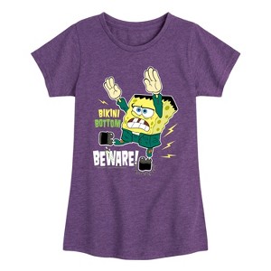 Girls' - SpongeBob SquarePants - Bikini Bottom Beware Fitted Short Sleeve Graphic T-Shirt - 1 of 4