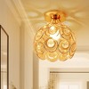 DORESshop 7 in. 1-Light Gold Semi Flush Mount Ceiling Light Fixture with Antique Metal Crystal Shade - 2 of 4
