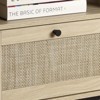 1 Light Oak Color and Black Flip-Down Door Side Table Rattan Series with Rattan Table Feature - 4 of 4