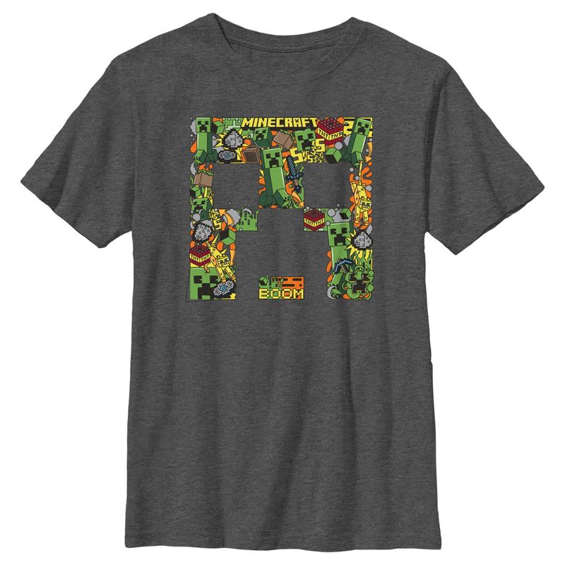 Boy's Minecraft Creeper Face Collage T-Shirt, 1 of 6