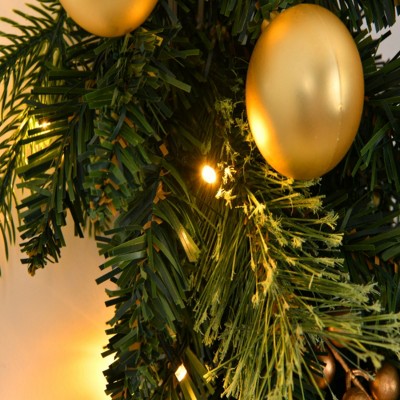 Syemin Wreaths 24in Christmas Wreath Artificial Xmas Wreath 120 PVC Tips for Front Door Gate Wall Xmas Party Decorations, Green, 5"*24"*24"