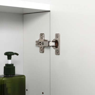 White Wall-Mounted Bathroom Mirror Medicine Cabinet with Adjustable Shelves