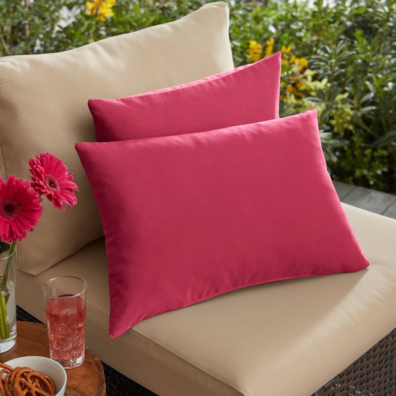 2pk Sunbrella Outdoor Throw Pillows Hot Pink, 2 of 4