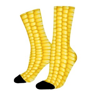 Corn Texture Food Women Printed Crew Socks Funny Funky Socks Soft Polyester Novelty Gifts for Artists Men - 1 of 1