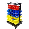 Dolonm Dual-Sided Rolling Bin Rack , 350 Pound Capacity, Includes 60 Organizer Bins, with Tray and Casters - 3 of 4